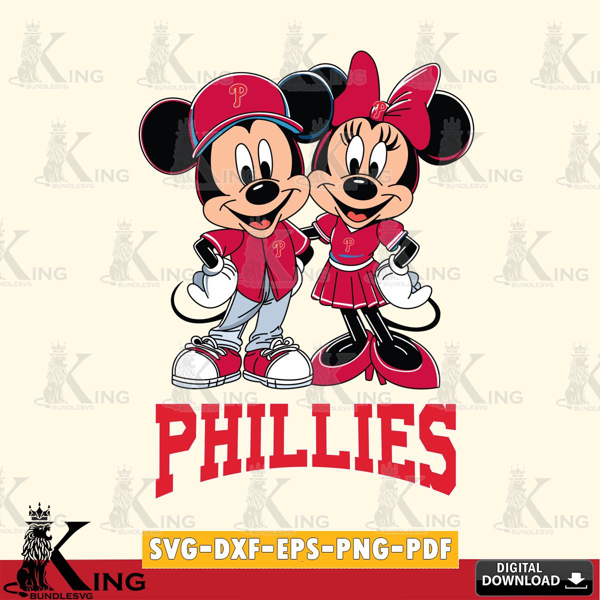 Philadelphia Phillies Mickey Minnie Mouse smile SVG File, MLB for Cricut, Silhouette, Digital Download , file cut