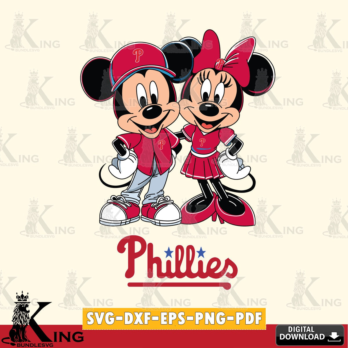 Philadelphia Phillies Mickey Minnie Mouse smile SVG file , For Cricut,  File cut , Digital Download , PDF File, Cut Files