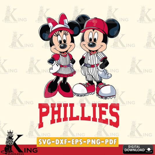 Philadelphia Phillies Mickey Minnie Sport SVG File, MLB for Cricut, Silhouette, Digital Download , file cut