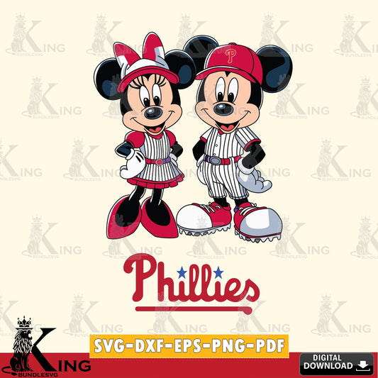 Philadelphia Phillies Mickey Minnie Sport SVG file , For Cricut,  File cut , Digital Download , PDF File, Cut Files