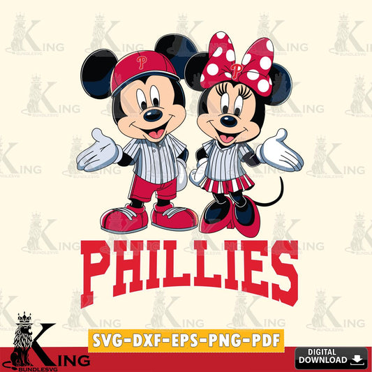 Philadelphia Phillies Mickey Minnie couple SVG File, MLB for Cricut, Silhouette, Digital Download , file cut