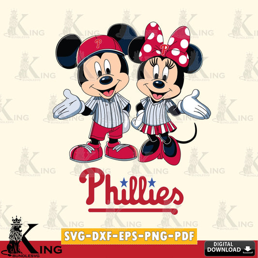 Philadelphia Phillies Mickey Minnie couple SVG file , For Cricut,  File cut , Digital Download , PDF File, Cut Files