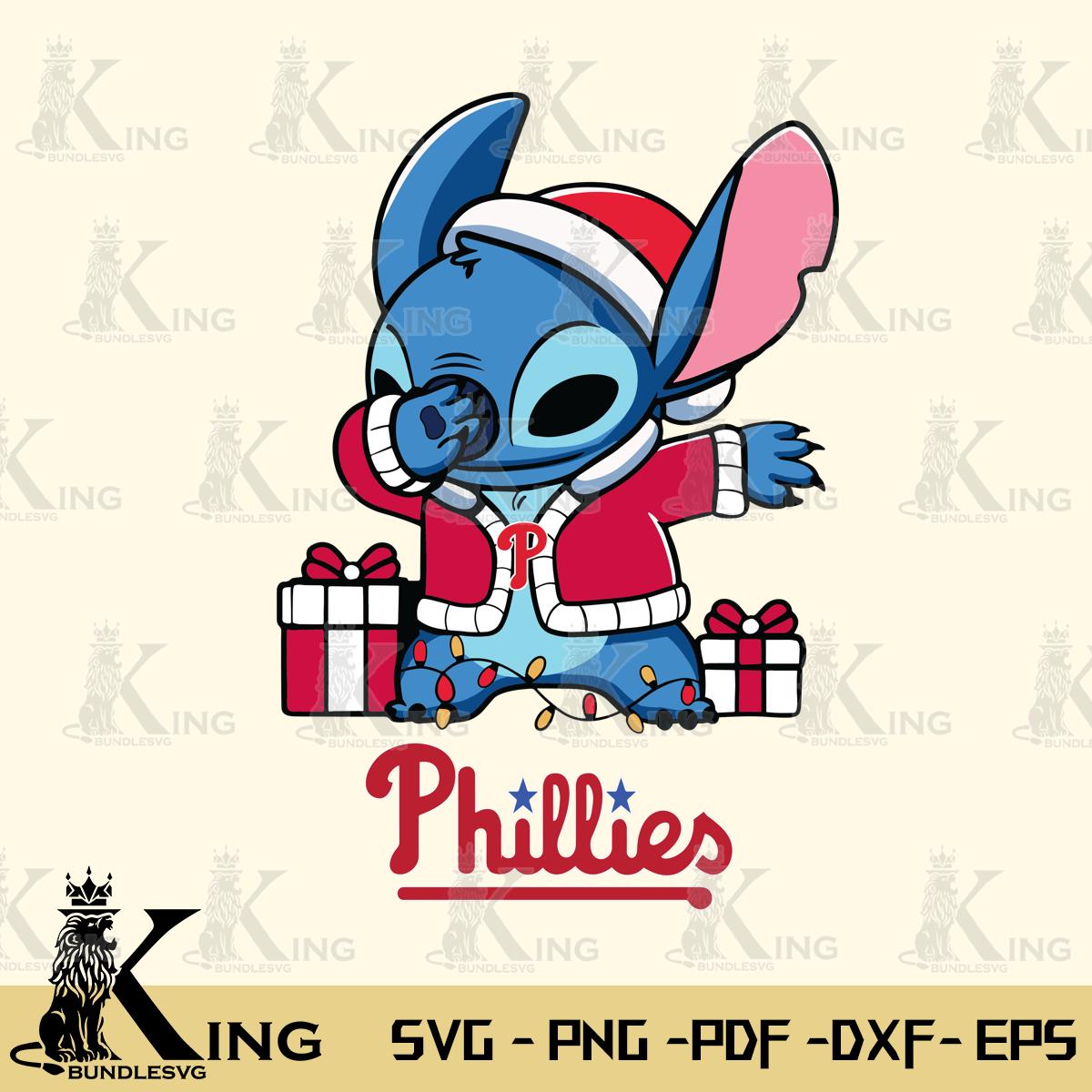 Philadelphia Phillies Stitch Merry Christmas Svg Eps Dxf Png File, Digital Download