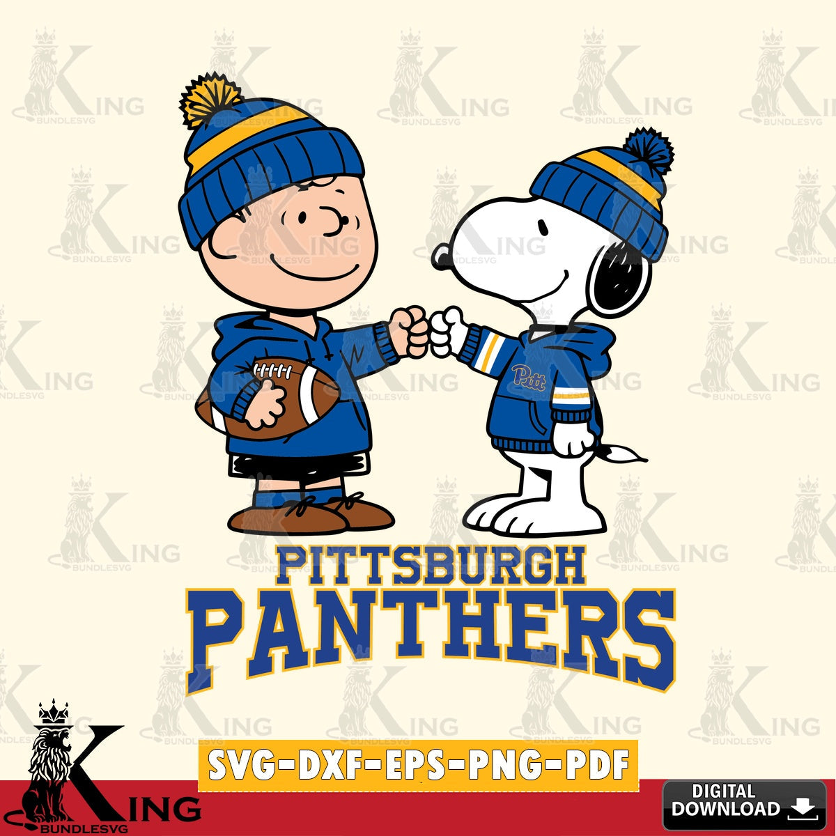 Pittsburgh Panthers CharlieBrown Football Fist Bump SVG, Cricut, Cut file  , Digital Download , Instant Download, Peanuts svg, NCAA svg, Football svg, Sport svg