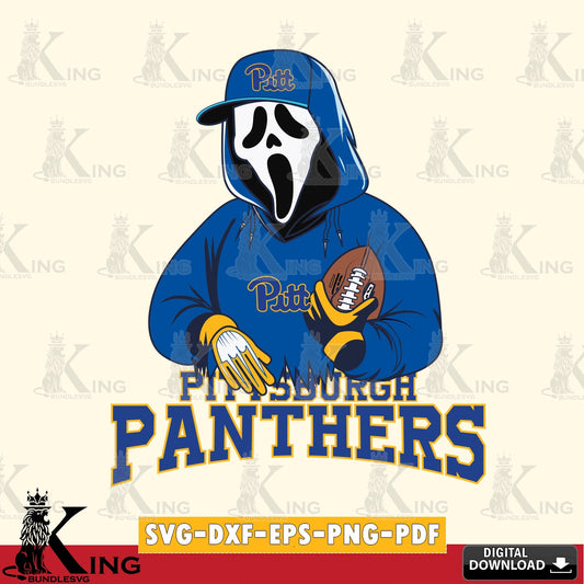 Custom design featuring Pittsburgh Panthers Ghostface Scream football player, a printable vector design for sublimation and crafts