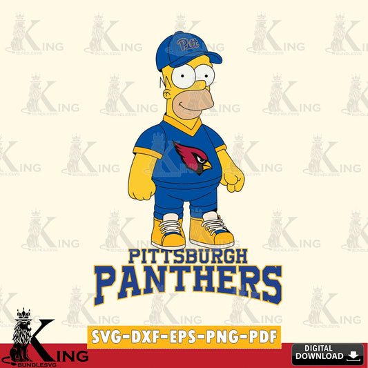 Creative design featuring Pittsburgh Panthers Homer Simpson football, vector illustration for POD merchandise and apparel