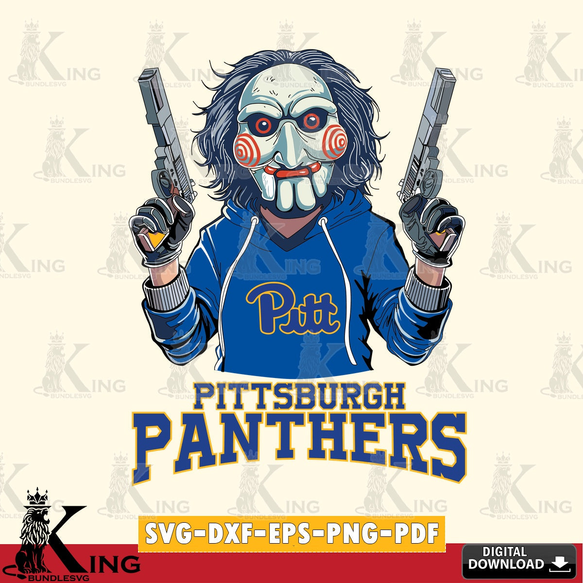 Modern graphic depicting a Pittsburgh Panthers Jigsaw Billy Football, a printable vector design for sublimation and crafts