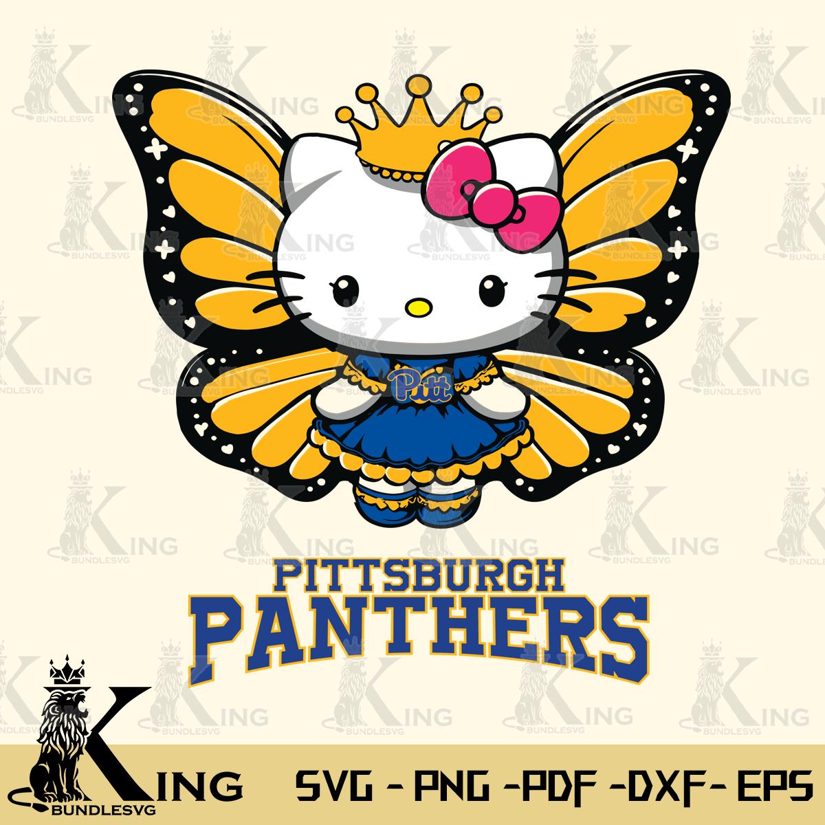 Pittsburgh Panthers Kitty Wings & Flowers Svg Eps Dxf Png File, Digital Download