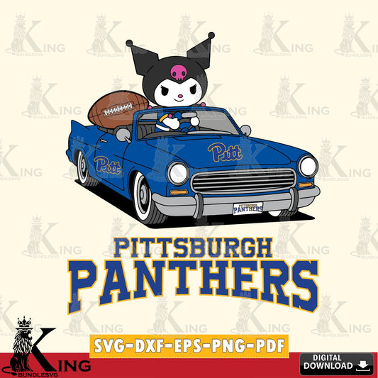 Pittsburgh Panthers Kuromi Car Football Game SVG file, Cricut, Cut file  , Digital Download , Instant Download, Sanrio svg, Clipart