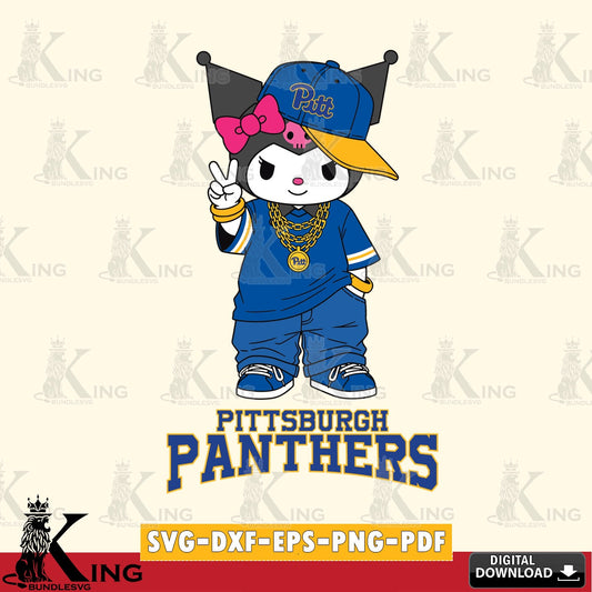 Pittsburgh Panthers Kuromi Streetwear Style SVG file, Cricut, Cut file  , Digital Download , Instant Download, Sanrio svg, Clipart