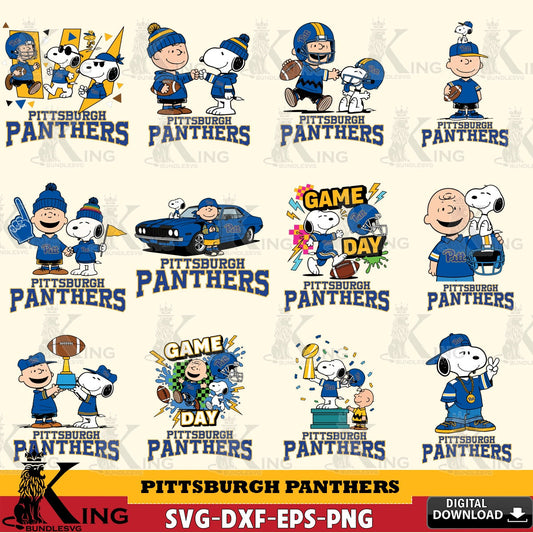 Pittsburgh Panthers Peanuts Football NCAA Bundle SVG, Cricut, Cut file  , Digital Download , Instant Download, Peanuts svg, NCAA svg, Football svg, Sport svg