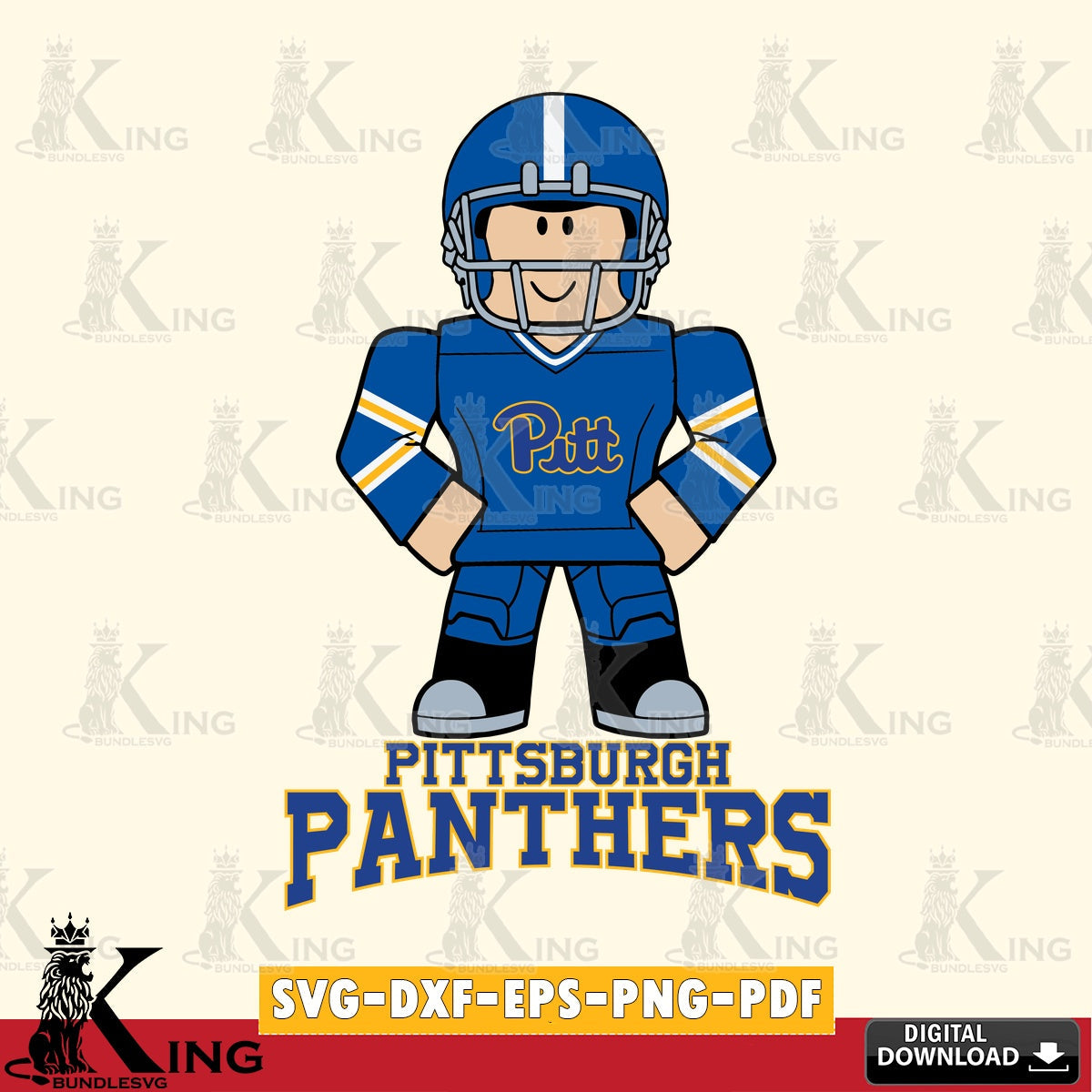 Pittsburgh Panthers Roblox Cool Football SVG file , NCAA Cricut,  File cut , Digital Download , PDF File