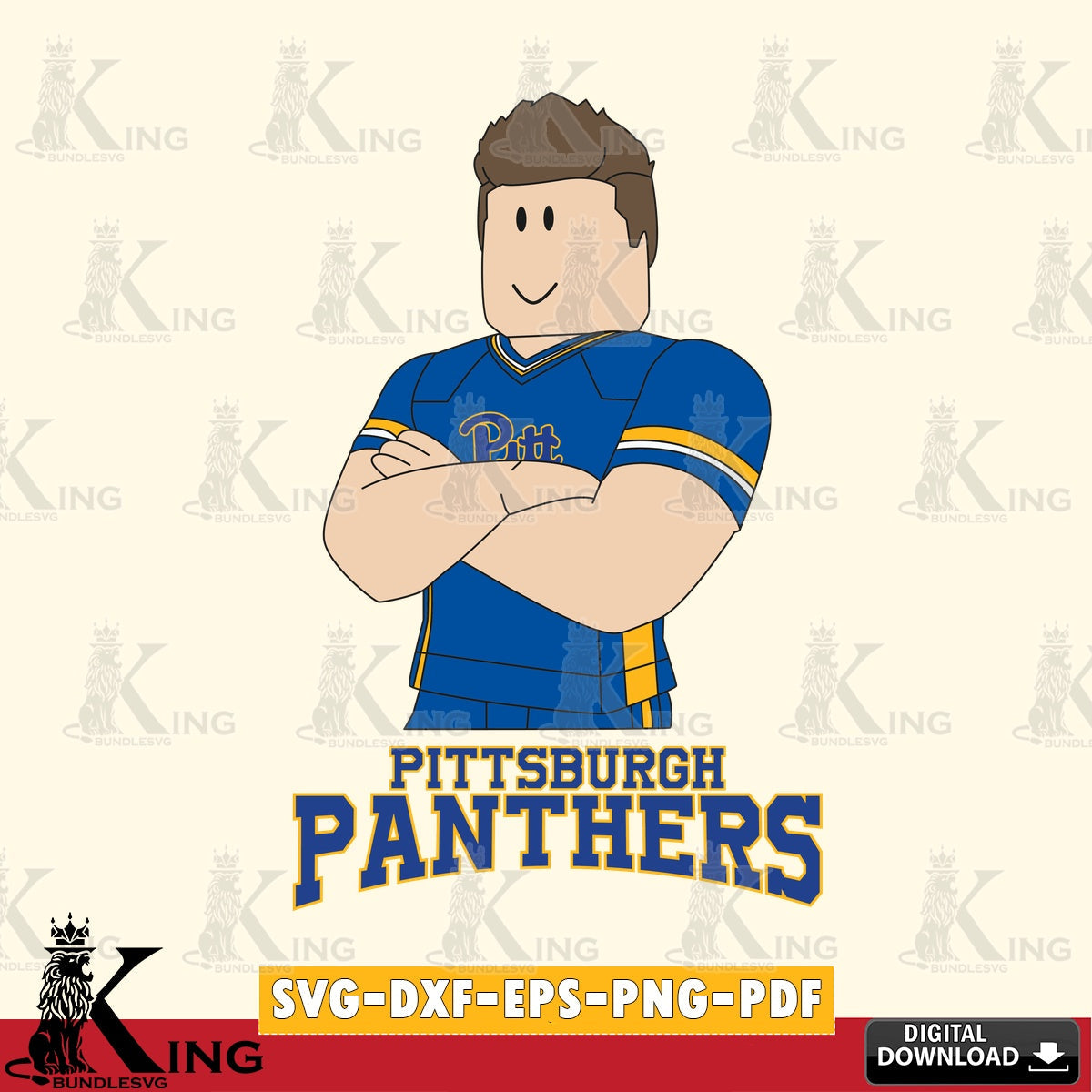 Pittsburgh Panthers Roblox Football SVG file , NCAA Cricut,  File cut , Digital Download , PDF File