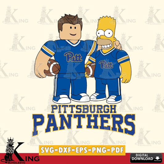 Pittsburgh Panthers Roblox & Homer Simpson Football SVG file , NCAA Cricut,  File cut , Digital Download , PDF File