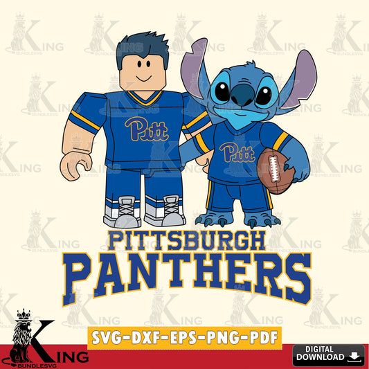 Pittsburgh Panthers Roblox & Stitch Football SVG file , NCAA Cricut,  File cut , Digital Download , PDF File