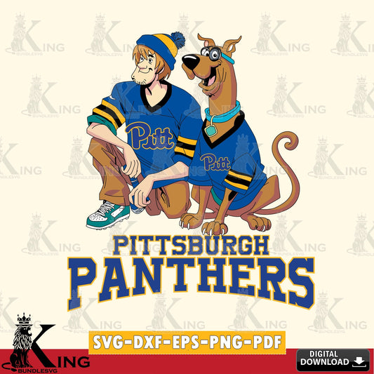 Eye-catching graphic of Pittsburgh Panthers Shaggy and Scooby Doo football, a printable vector design for sublimation and crafts.