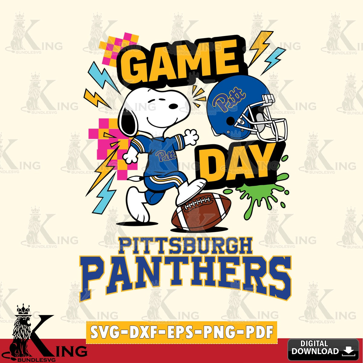 Pittsburgh Panthers Snoopy Game day SVG, Cricut, Cut file  , Digital Download , Instant Download, Peanuts svg, NCAA svg, Football svg, Sport svg