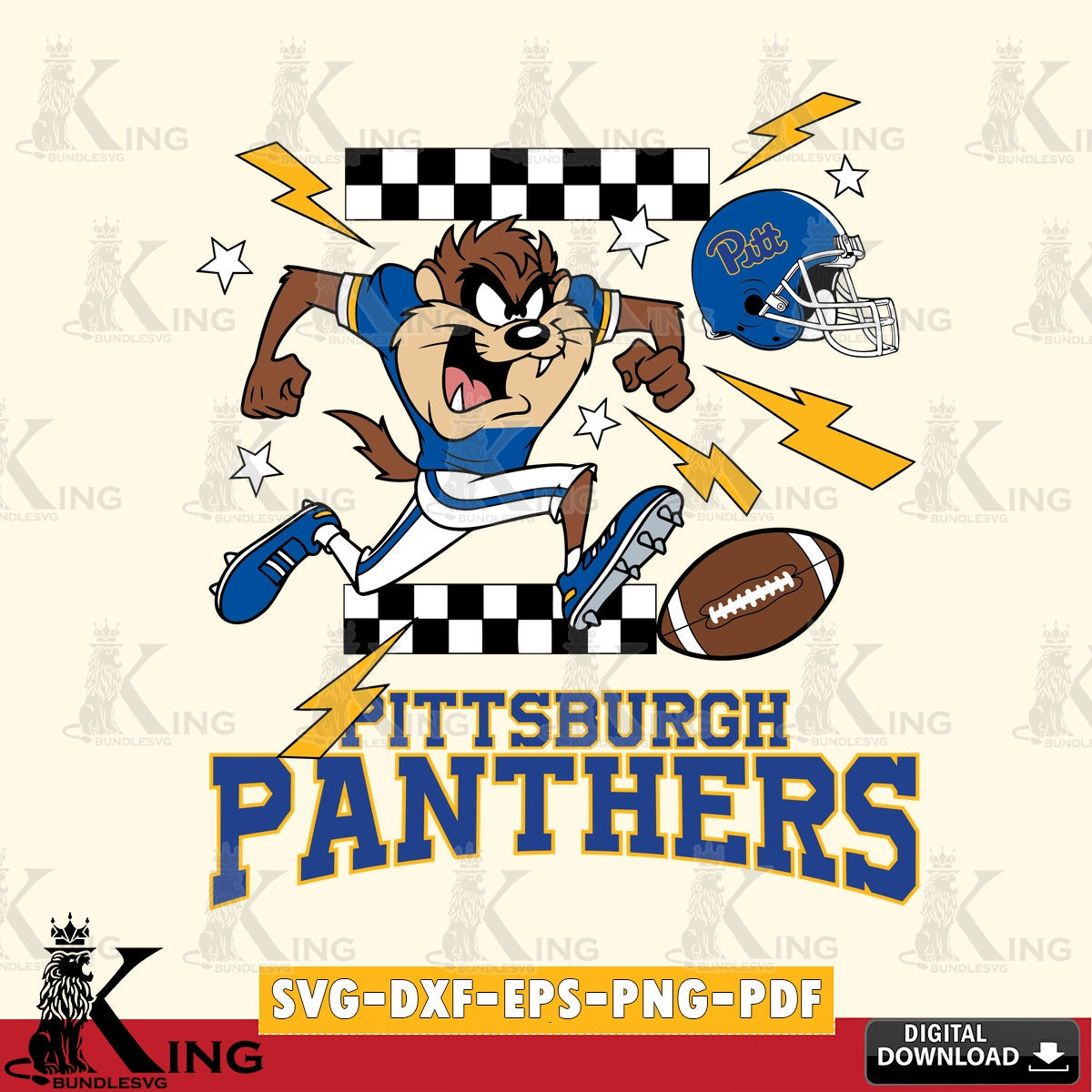 Pittsburgh Panthers Taz Football Lightning SVG file, Cut file  , Digital Download , Instant Download, Taz svg, NCAA svg