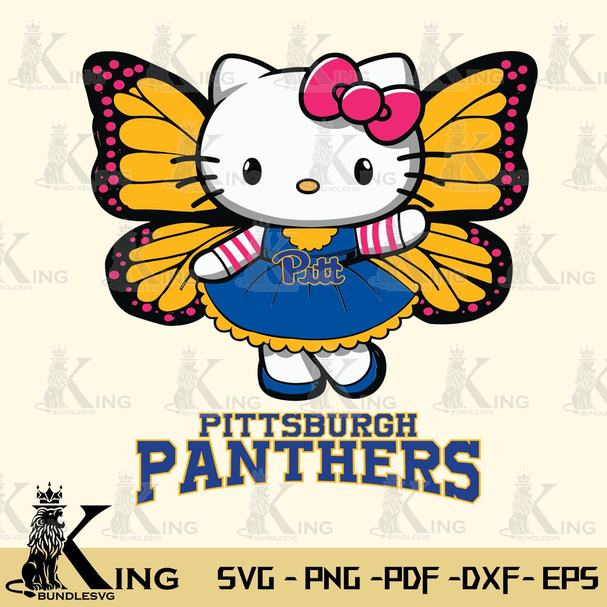 Pittsburgh Panthers Whimsical Kitty Wings Svg Eps Dxf Png File, Digital Download