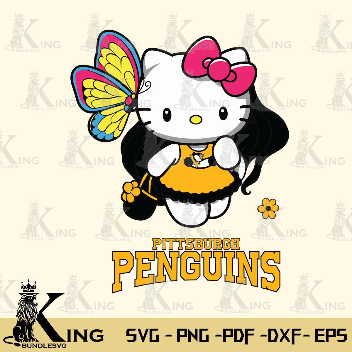 Pittsburgh Penguins Kitty Cartoon Svg Eps Dxf Png File, Digital Download