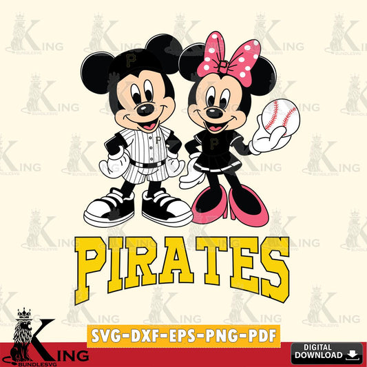 Pittsburgh Pirates Baseball Mickey Minnie Mouse SVG File, MLB for Cricut, Silhouette, Digital Download , file cut