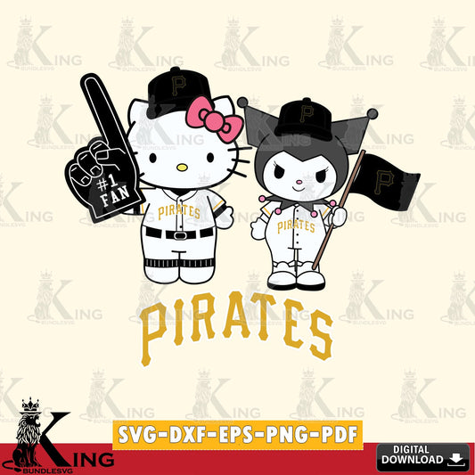 Ultimate set containing Pittsburgh Pirates Hello Kitty Kuromi fan baseball, digital download for Cricut Maker and paper crafts