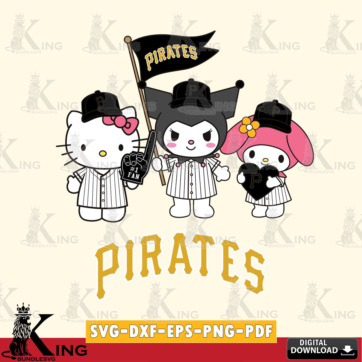 Creative design featuring Pittsburgh Pirates Kawaii friends Baseball, versatile clip art for stickers, decals, and mugs