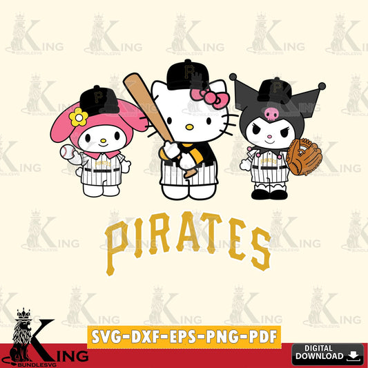 Stylish representation of Pittsburgh Pirates Kawaii baseball team, SVG PNG design suitable for Glowforge and laser cutting