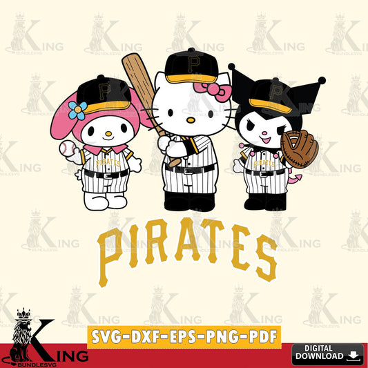 Stylish representation of Pittsburgh Pirates Kawaii team baseball player, versatile clip art for stickers, decals, and mugs