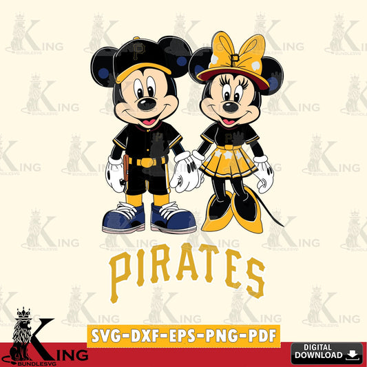 Pittsburgh Pirates Mickey Minnie Baseball SVG file , For Cricut,  File cut , Digital Download , PDF File, Cut Files