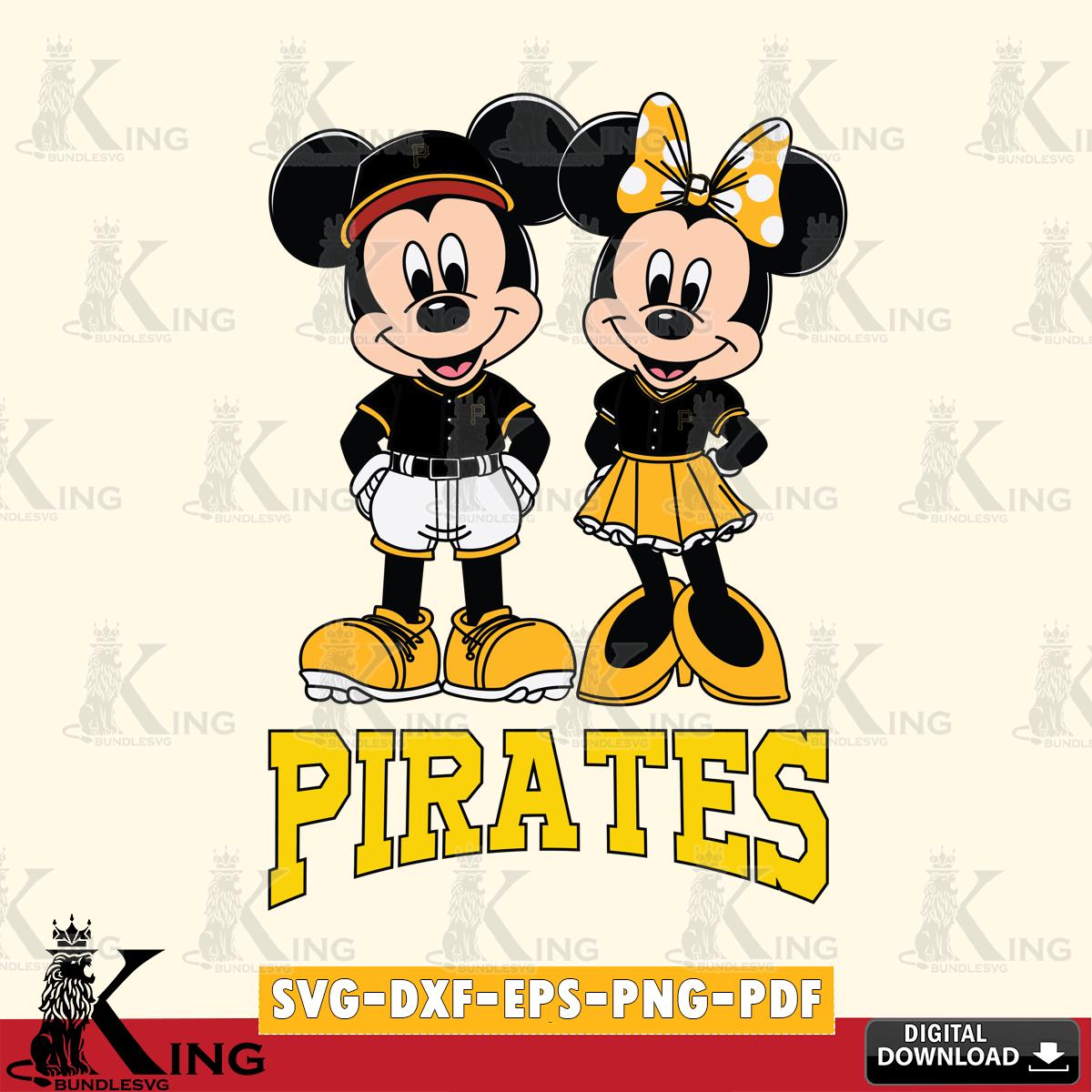 Pittsburgh Pirates Mickey Minnie Mouse Baseball SVG File, MLB for Cricut, Silhouette, Digital Download , file cut