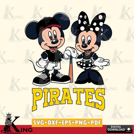 Pittsburgh Pirates Mickey Minnie Mouse Sport SVG File, MLB for Cricut, Silhouette, Digital Download , file cut