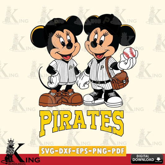 Pittsburgh Pirates Mickey Minnie Mouse couple SVG File, MLB for Cricut, Silhouette, Digital Download , file cut