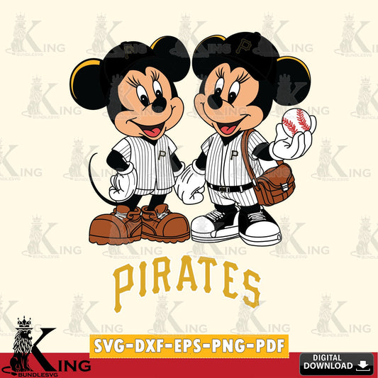 Pittsburgh Pirates Mickey Minnie Mouse couple SVG file , For Cricut,  File cut , Digital Download , PDF File, Cut Files