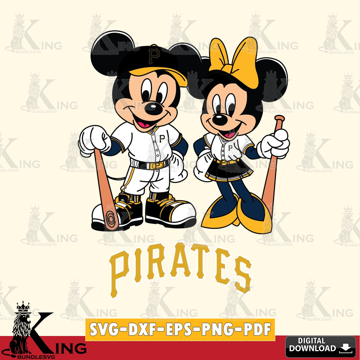 Pittsburgh Pirates Mickey Minnie Mouse player SVG file , For Cricut,  File cut , Digital Download , PDF File, Cut Files
