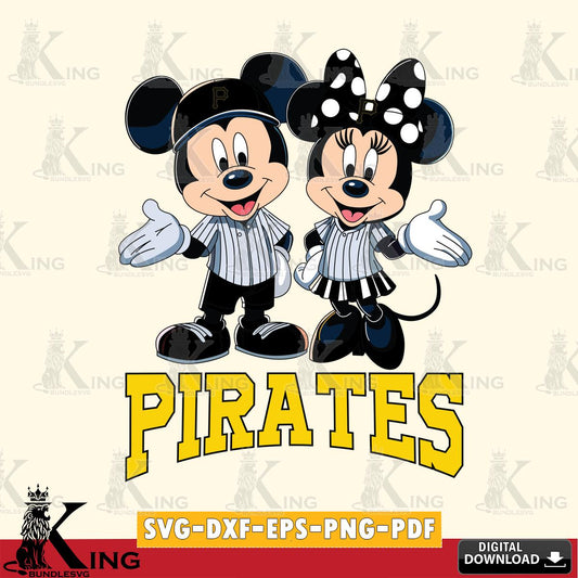 Pittsburgh Pirates Mickey Minnie couple SVG File, MLB for Cricut, Silhouette, Digital Download , file cut