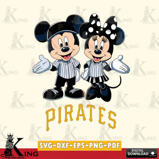 Pittsburgh Pirates Mickey Minnie couple SVG file , For Cricut,  File cut , Digital Download , PDF File, Cut Files