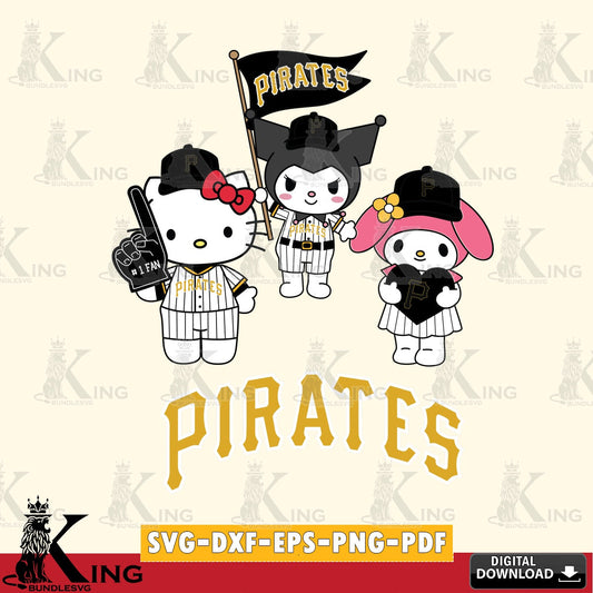 Stylish representation of Pittsburgh Pirates Sanrio Squad Cute, high-quality vector for DIY scrapbooking and home decor