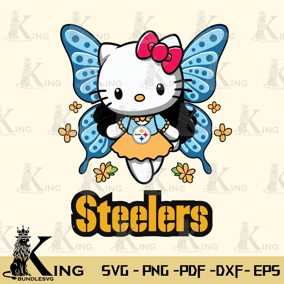 Pittsburgh Steelers Butterfly Kitty Charm Svg Eps Dxf Png File, Digital Download