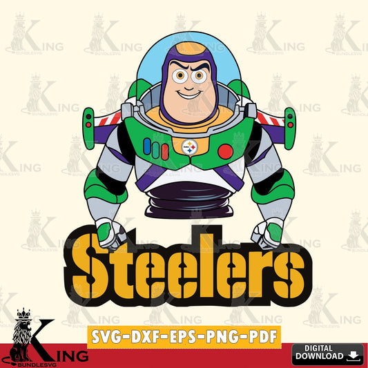 Printable art of Pittsburgh Steelers Buzz Lightyear Football, NFL file cut, PNG clipart for sublimation printing and graphic