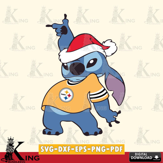 Pittsburgh Steelers Disney Lilo & Stitch Christmas SVG, NFL for Cricut, Silhouette, Digital Download , file cut