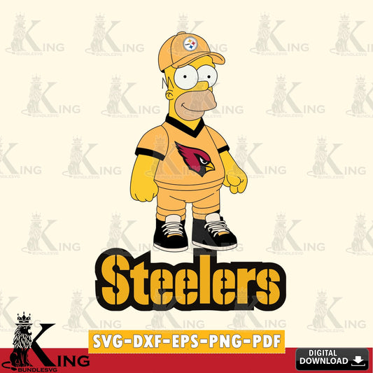 Custom design featuring Pittsburgh Steelers Homer Simpson football, a cut file ideal for vinyl projects and T-shirt printing.