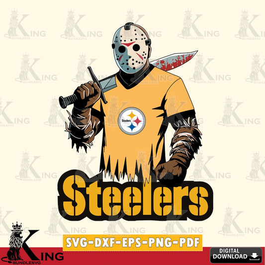 Stylish representation of a Pittsburgh Steelers Jason Voorhees football, a printable vector design for sublimation and crafts.