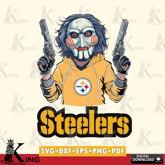 Beautiful illustration of a Pittsburgh Steelers Jigsaw Billy Football for Cricut, NFL, PNG clipart for sublimation printing and