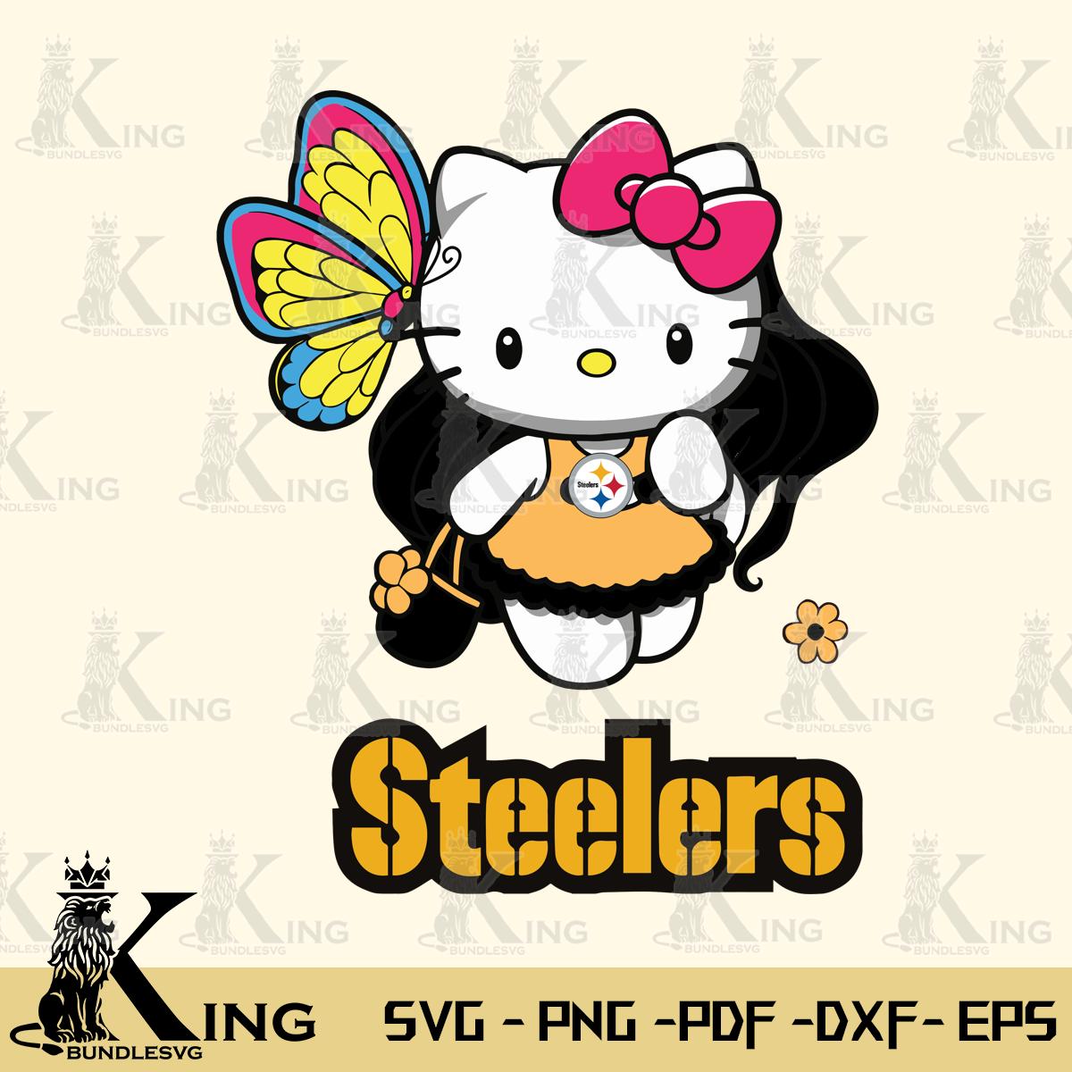 Pittsburgh Steelers Kitty Cartoon Svg Eps Dxf Png File, Digital Download