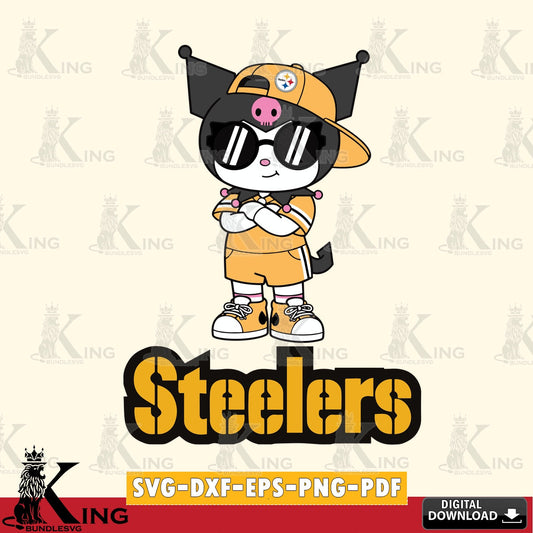 Pittsburgh Steelers Kuromi Football Jersey SVG file, Cricut, Cut file  , Digital Download , Instant Download, Sanrio svg, Clipart