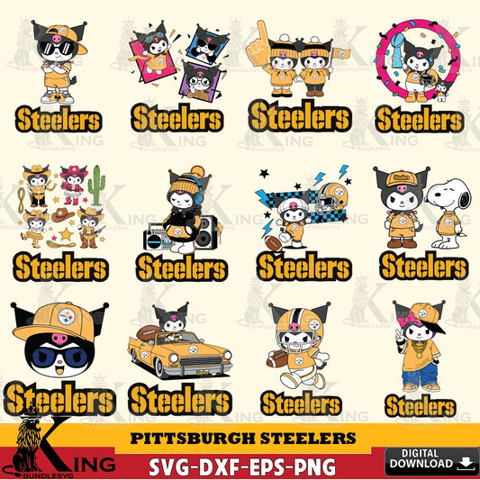 Pittsburgh Steelers Kuromi Football Jersey NFL Bundle SVG file, Cricut, Cut file  , Digital Download , Instant Download, Sanrio svg, Clipart