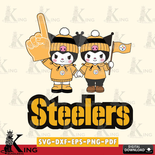 Pittsburgh Steelers Kuromi rugby Fan SVG file, Cricut, Cut file  , Digital Download , Instant Download, Sanrio svg, Clipart