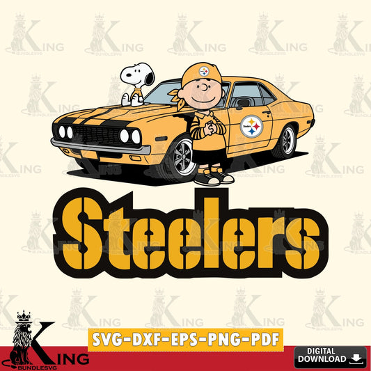 Pittsburgh Steelers Peanuts Muscle Car Cricut file , Cut file  , Digital Download , PDF File , Instant Download