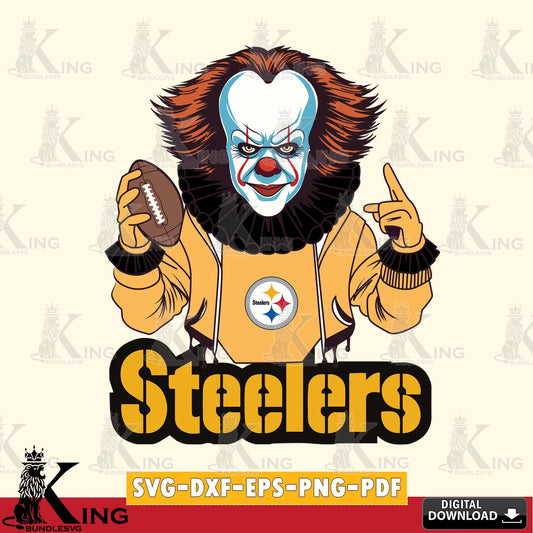 Unique artwork depicting Pittsburgh Steelers Pennywise player football, a digital download for Cricut Maker and paper crafts